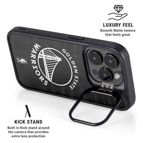 NBA Golden State Warriors Black Animal Print iPhone 14 Pro Kickstand Case